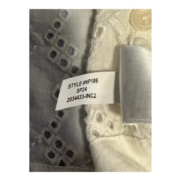 NWOT Madewell Women’s Medium White Long-Sleeve Popover Top in‎ Eyelet - Picture 8 of 8